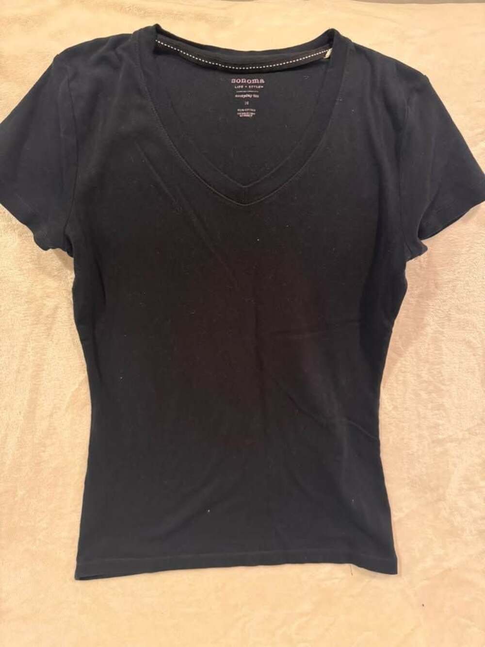 Womens Sonoma Goods for Life Everyday Tee Black V-Neck Size Medium
